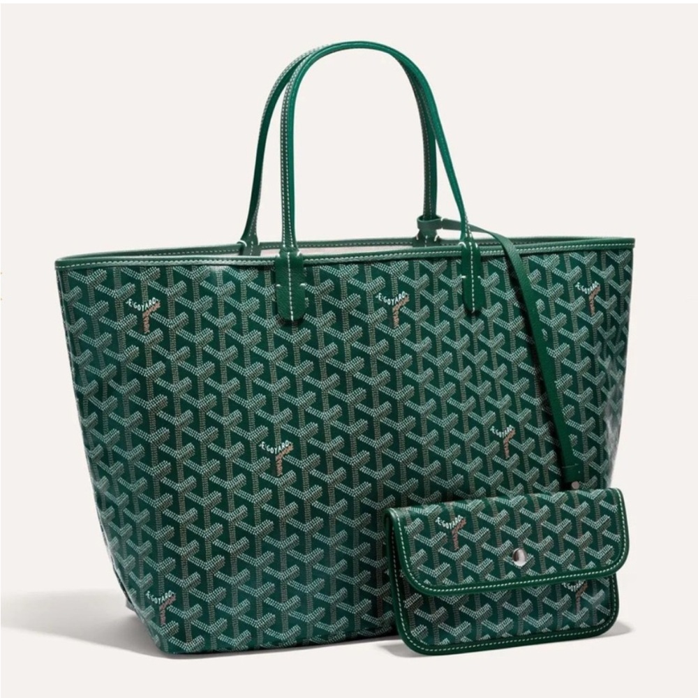 Goyard Green Geometric Tote with Matching Pouch
